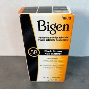 Bigen Permanent Powder Hair‎ Color Black Brown 58 Ammonia Free New, Sealed
